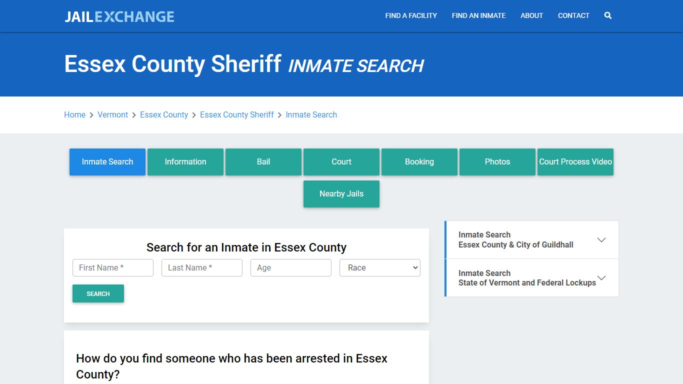 Essex County Sheriff, VT Inmate Search: Roster & Mugshots - Jail Exchange